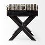 16" Off White And Black Upholstered Cotton Blend Bench