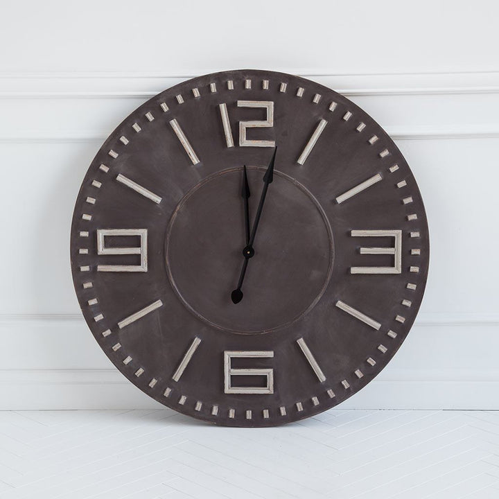 42'Oversize Round Industrial Stylewall Clock With Bold Block Numbers And Black Hands