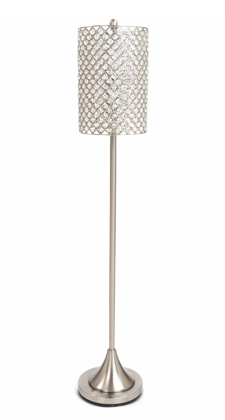 62" Drum Shade Crystal Bead Metal Floor Lamp