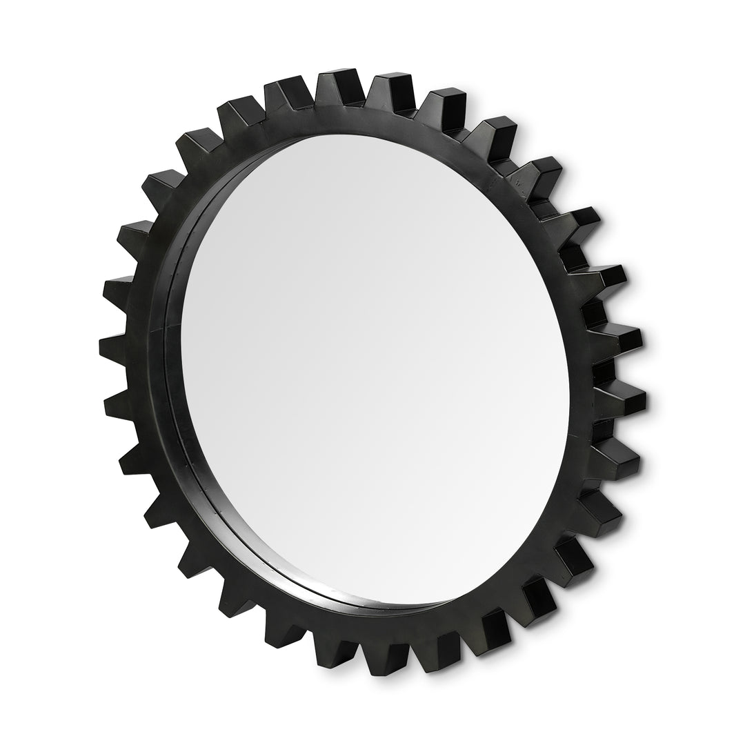 37" Round Black Metal Frame Wall Mirror