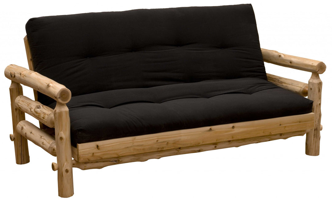 83" Black 100% Cotton And Wood Brown Sleeper Sleeper Sofa