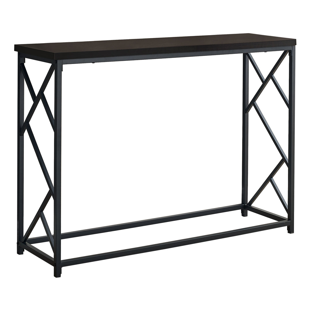 44" Rectangular Espressowithblack Metal Hall Console Accent Table