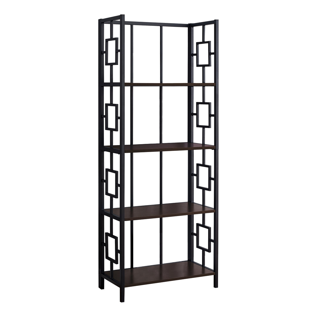 62" 4 Tier Bookcase Espressowithblack Metal Etagere