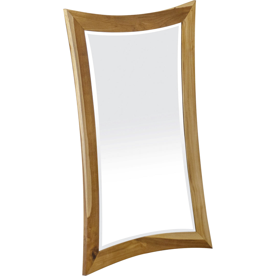 Modern Curves Solid Teak Wall Mirror In Natural Finish