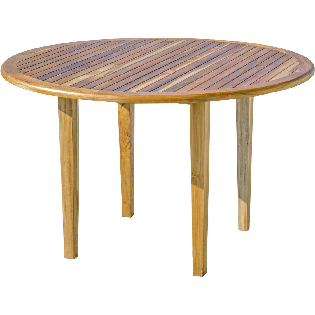 37" Round Compact Teak Dining Table In Natural Finish