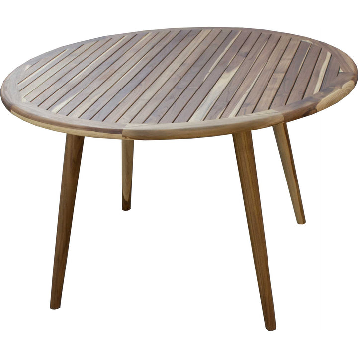 37" Round Compact Teak Dining Table In Natural Finish