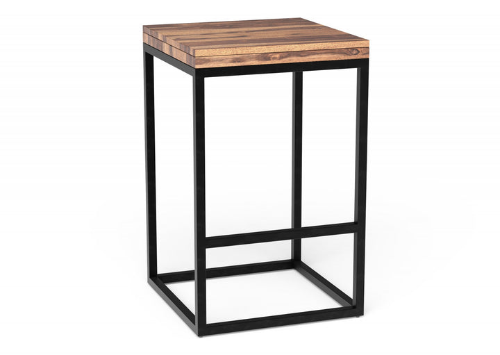 Squared Off Natural Wood Stool