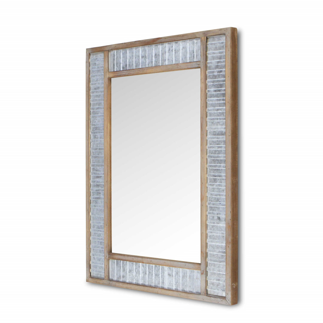 Modern Farmhouse Rectangular Wood And Galvanized Metal Wall Mirror