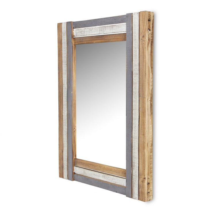 Rectangular Multicolored Wood Framed Mirror