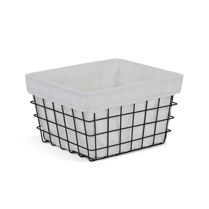 Rectangular White Lined And Metal Wire Storage