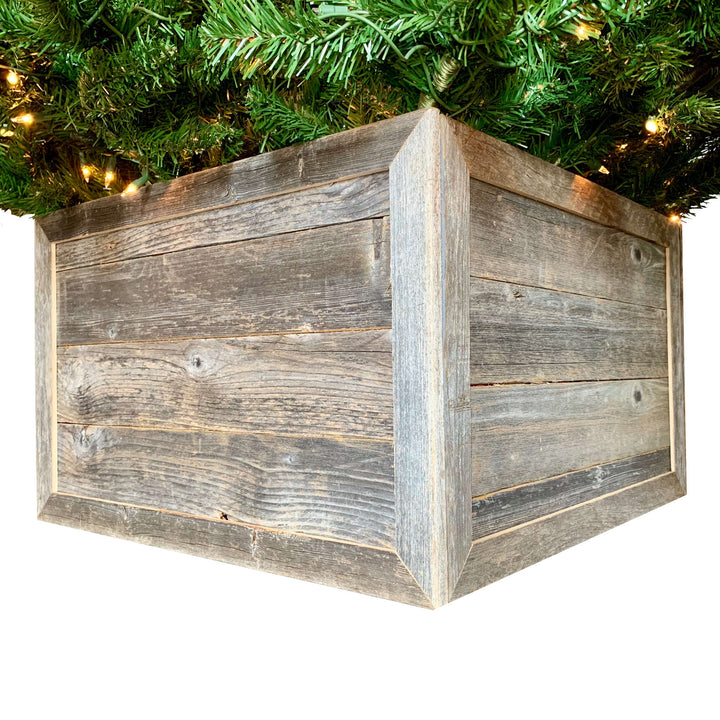 28" Natural Weathered Gray Plank Christmas Tree Collar