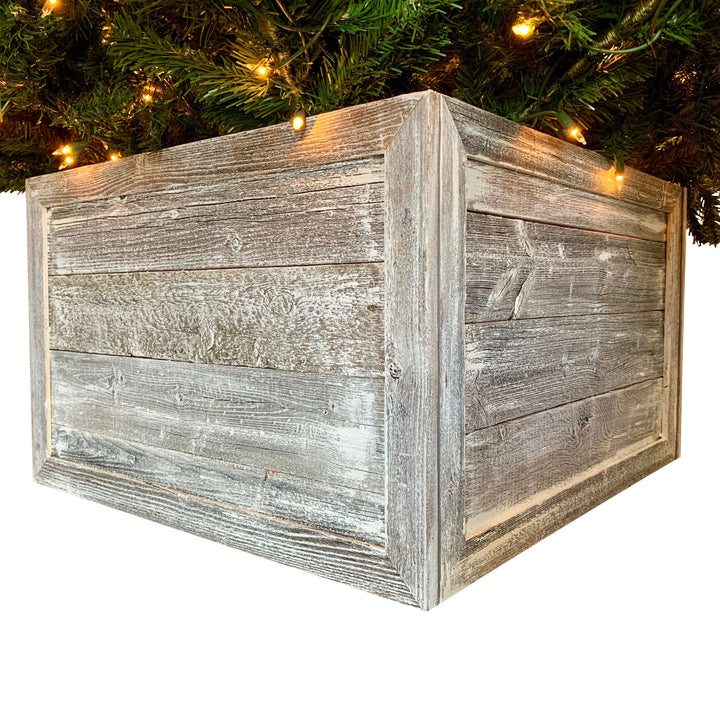 23" Gray White Wash Plank Christmas Tree Collar