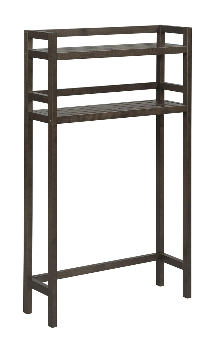 48" Espresso Finish 2 Tier Solid Wood Over Toilet Organizer