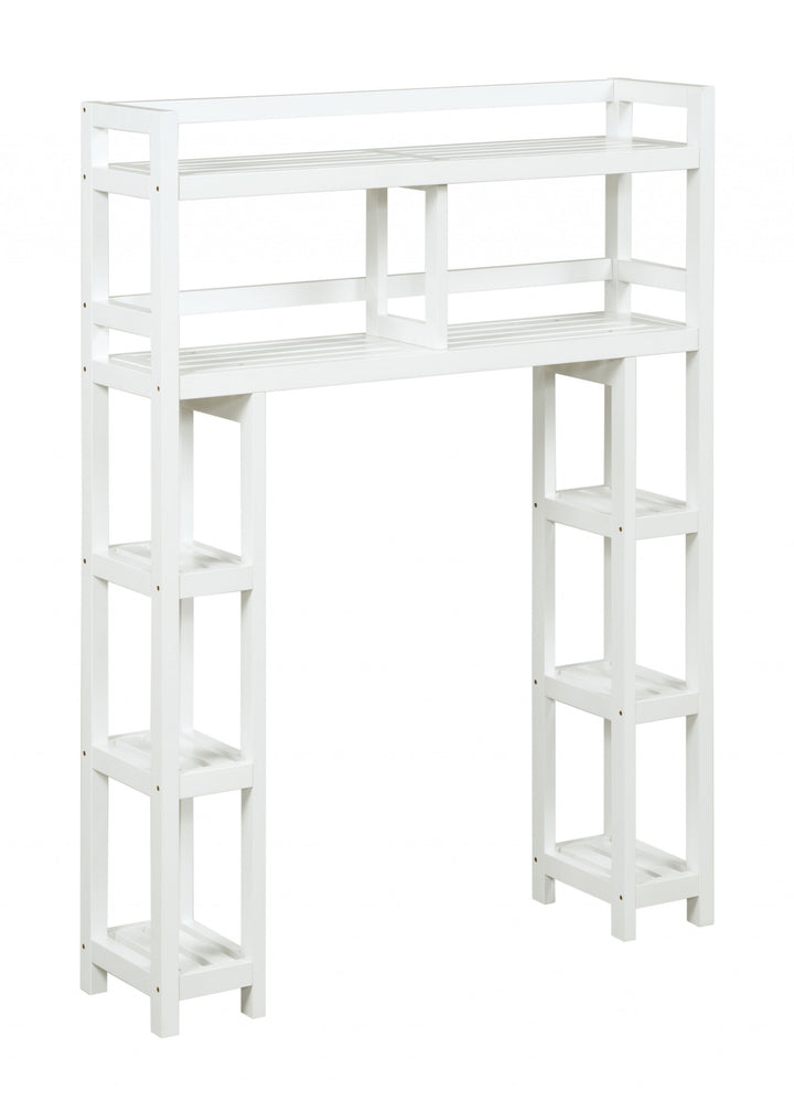 White Finish 2 Tier Solid Wood Over Toilet Organizer