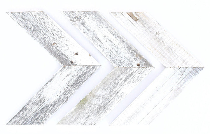 Set Of 3 White Wash Reclaimed Wood Chevron Arrow