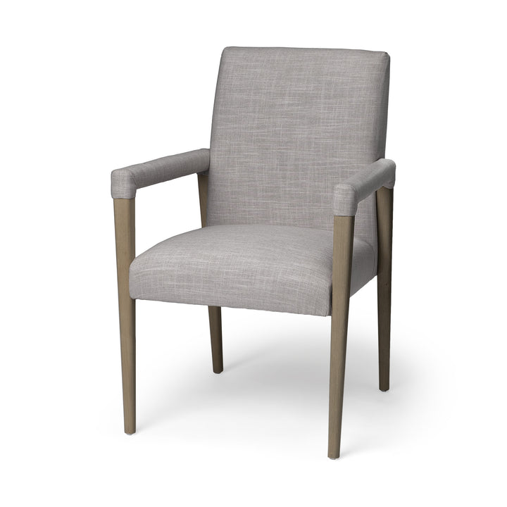 Grey Fabric Wrap With Brown Wooden Frame Dining Chair