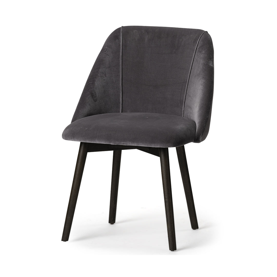 Grey Velvet Wrap With Black Wood Base Dining Chair