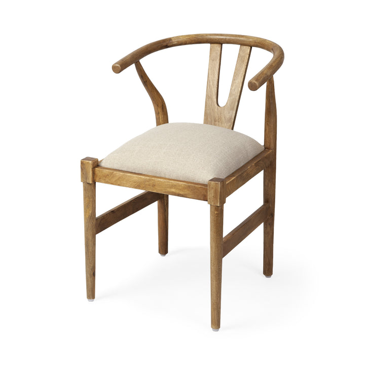 Natural Linen Seat With Light Brown Wooden Frame Dining Chair