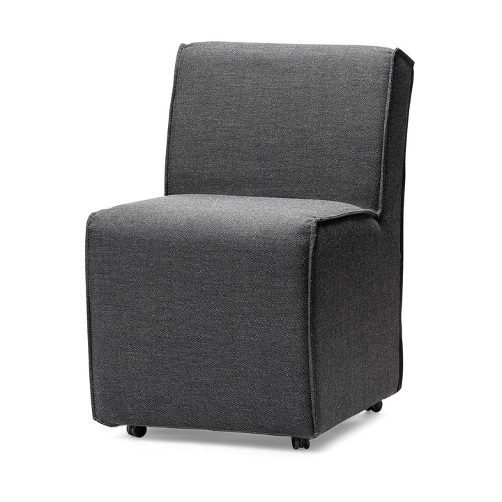 Fully Upholstered Grey Fabric Dining Chair On Casters