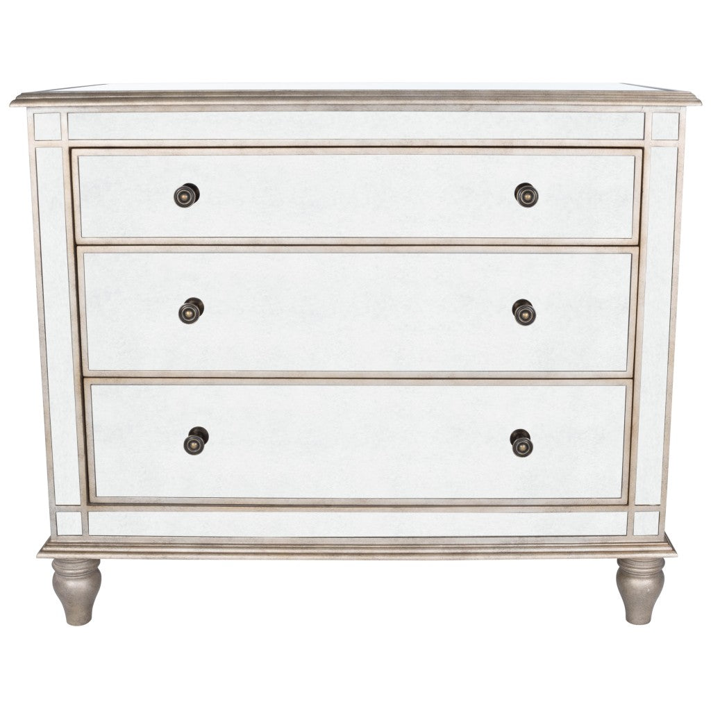 Rectangle Mirrored Three Drawer Console Storage Chest