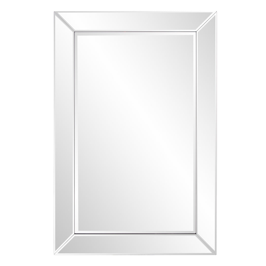 Rectangle Wooden Frame Mirror With Beveled Edge