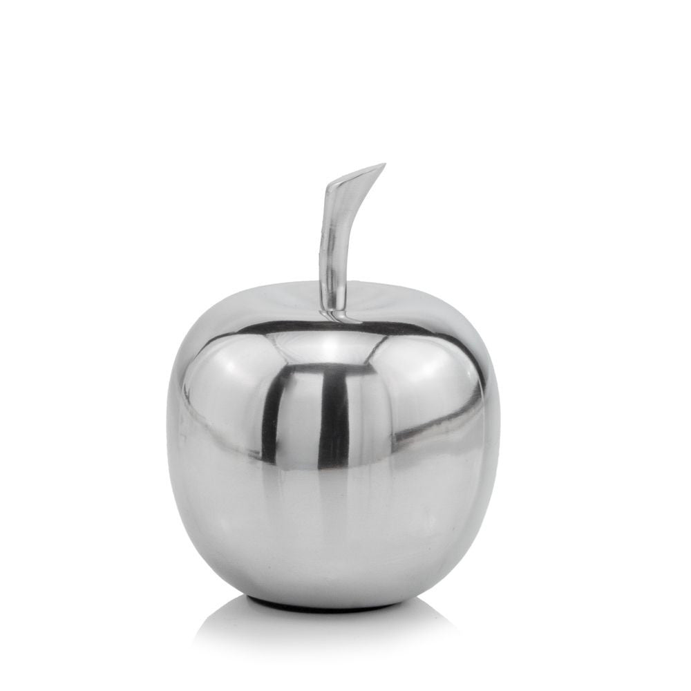 Silver Polished  Mini  Apple Shaped Aluminum Accent Home Decor