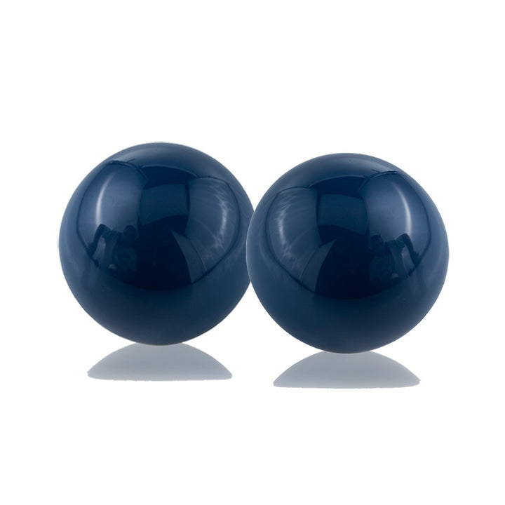 Set Of 2 Blue Aluminum Decorative Spheres 3'