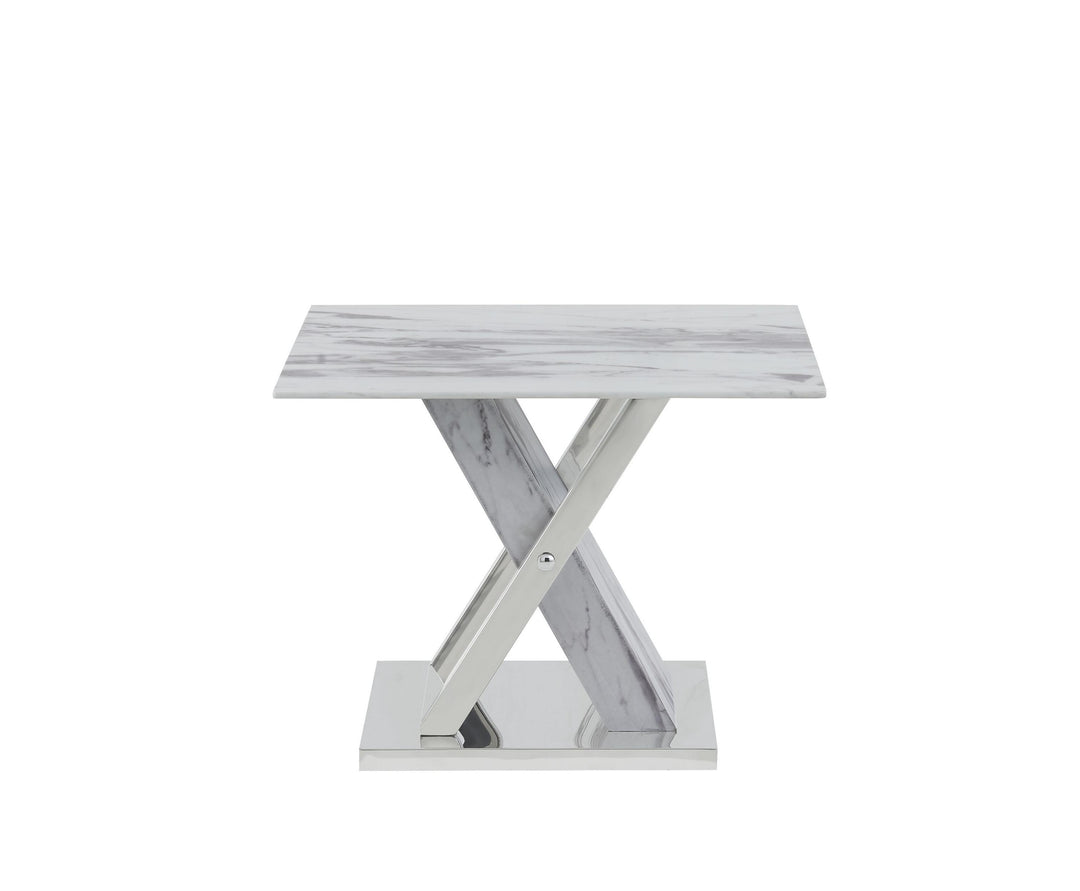 Elegant Marble Glass Top End Table