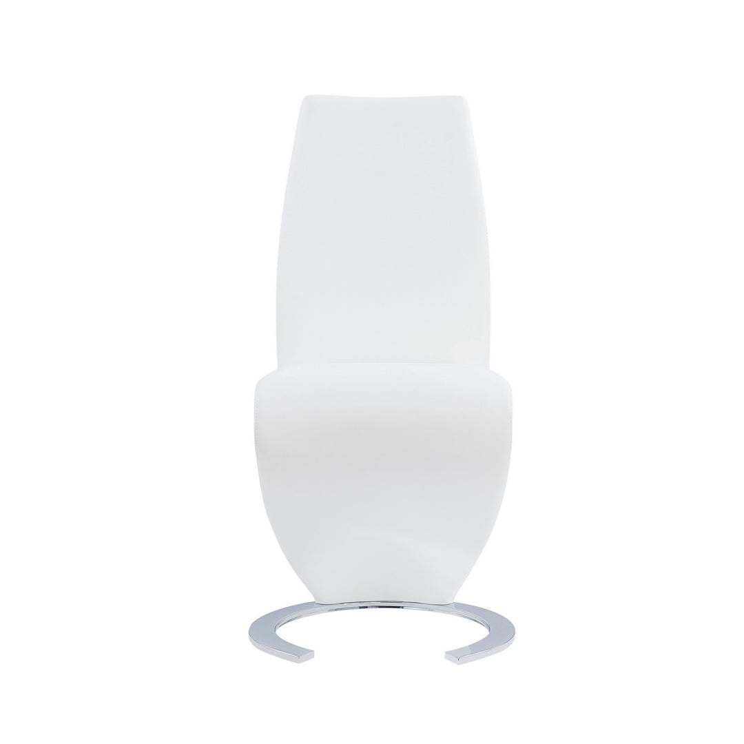 Set Of 2 White Z Shape Design Dining Chairs With Horse Shoe Shape Base