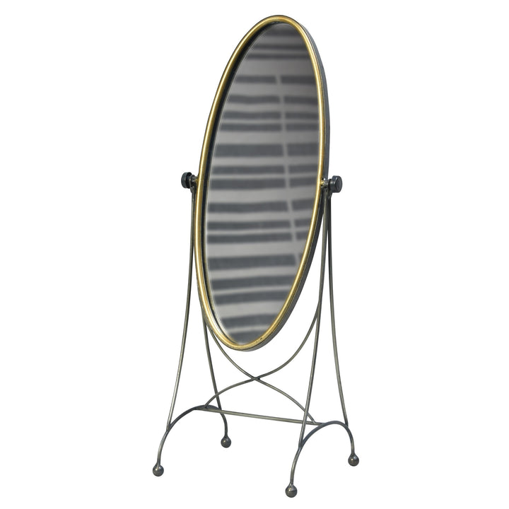 Gray And Gold Oval Vanity Floor Mirror