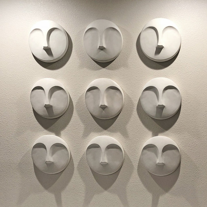 Matte White Round Face Wall Sculpture