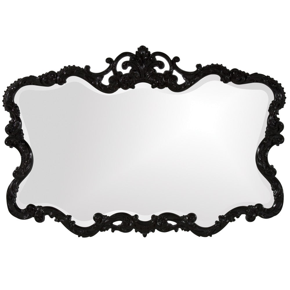 Scallop Mirror With Ornate Black Lacquer Frame