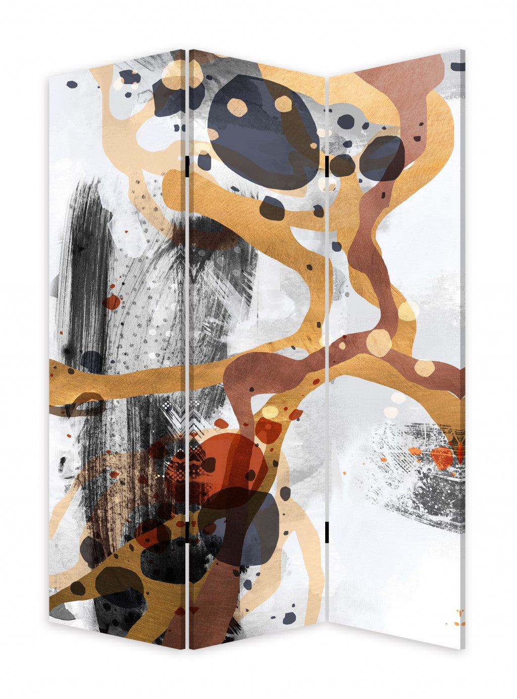 Contemporary Abstract Art Three Panel Room Divider Screen