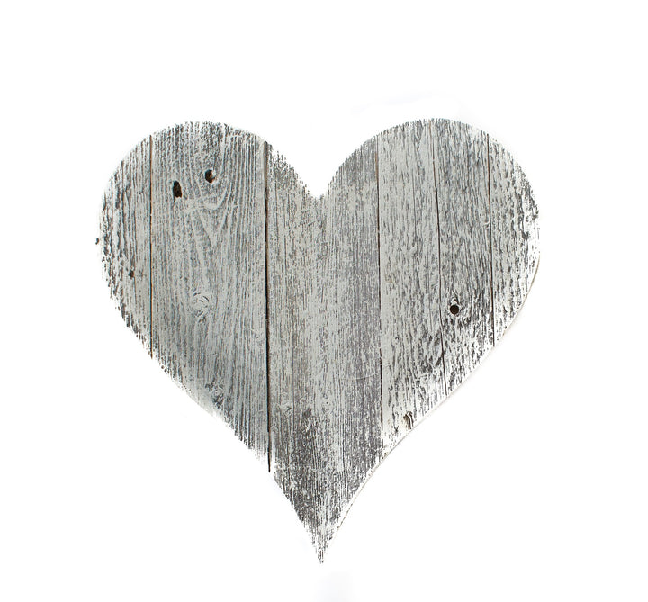 24" Rustic Farmhouse White Wash Large Wooden Heart