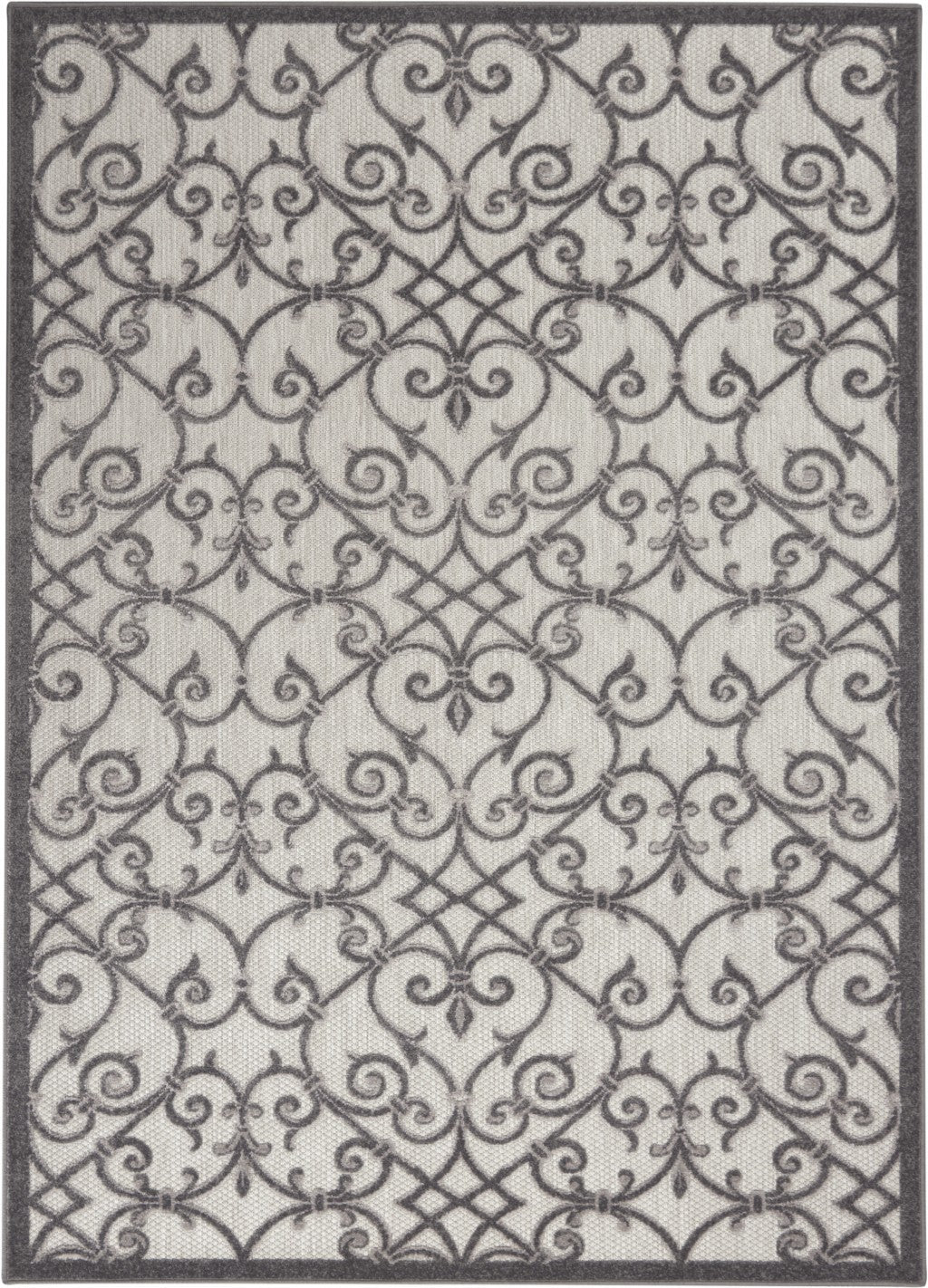 4' X 6' Gray Floral Indoor Outdoor Area Rug