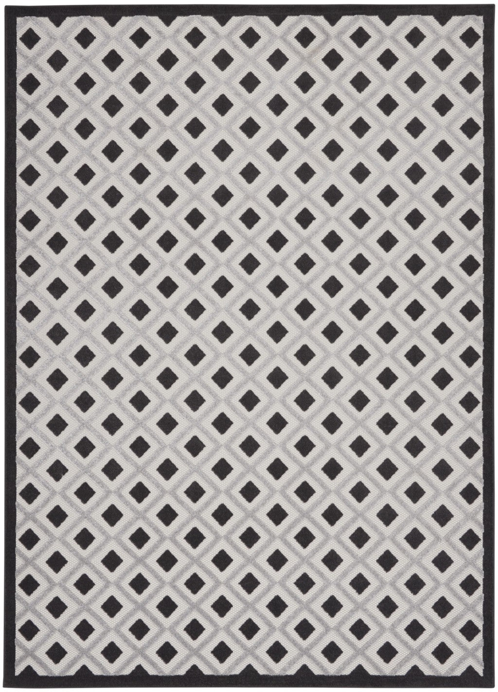 8' X 11' Black And White Geometric Indoor Outdoor Area Rug