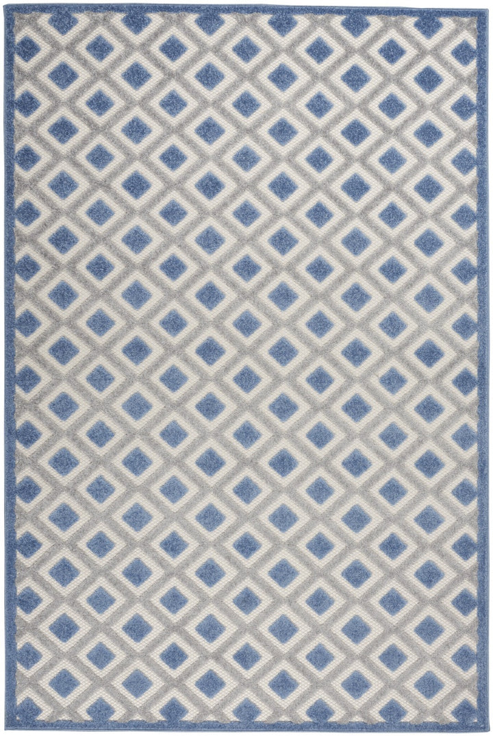 4' X 6' Blue And Gray Geometric Indoor Outdoor Area Rug