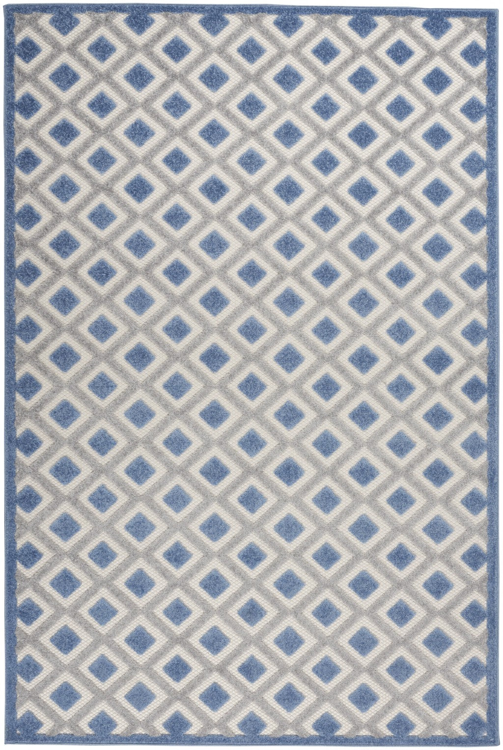 4' X 6' Blue And Gray Geometric Indoor Outdoor Area Rug