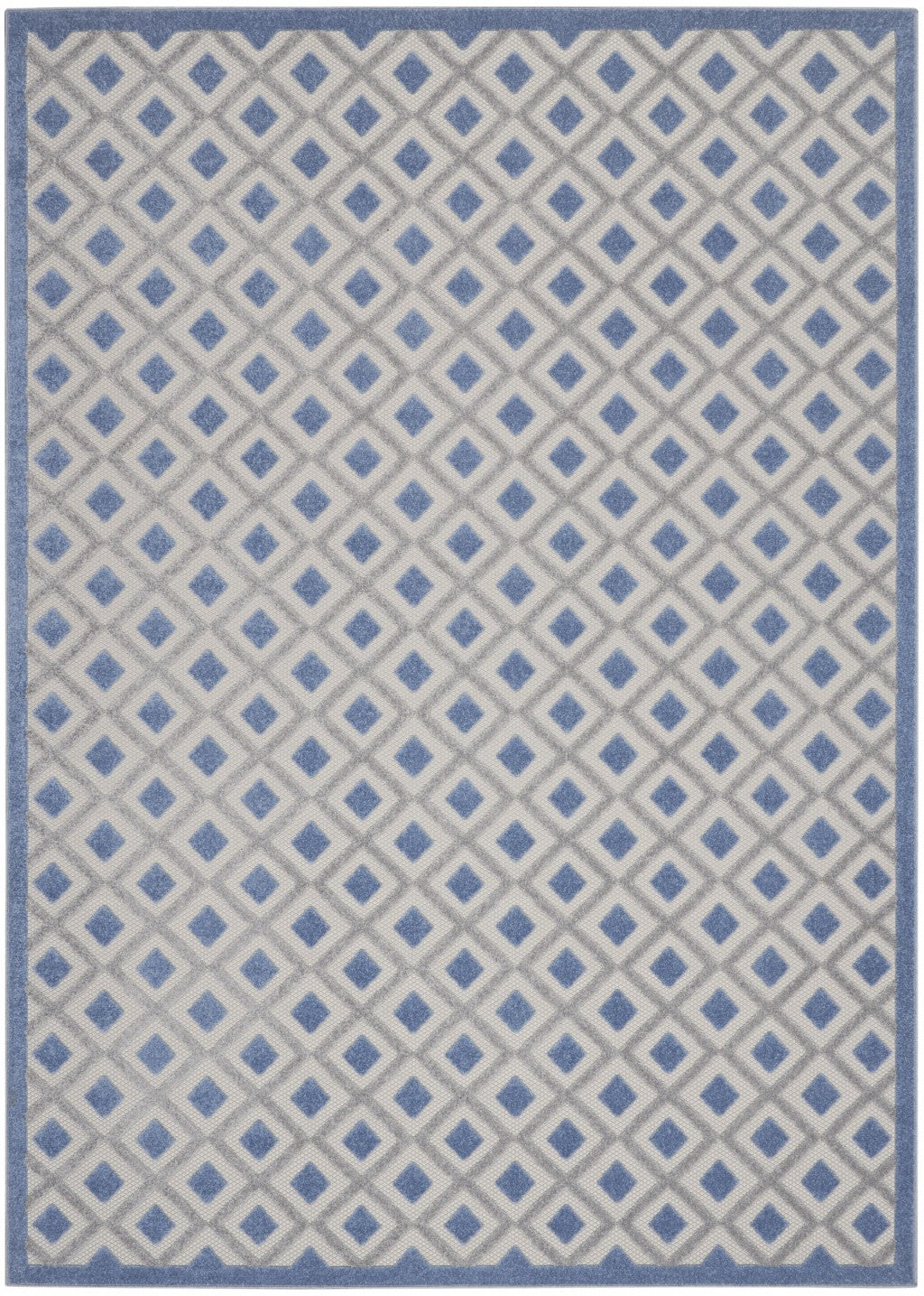 7' X 10' Blue And Gray Geometric Indoor Outdoor Area Rug