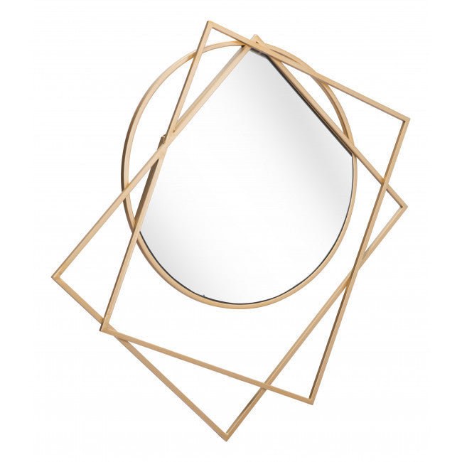 Geometric Overlaps Gold Finish Wall Mirror