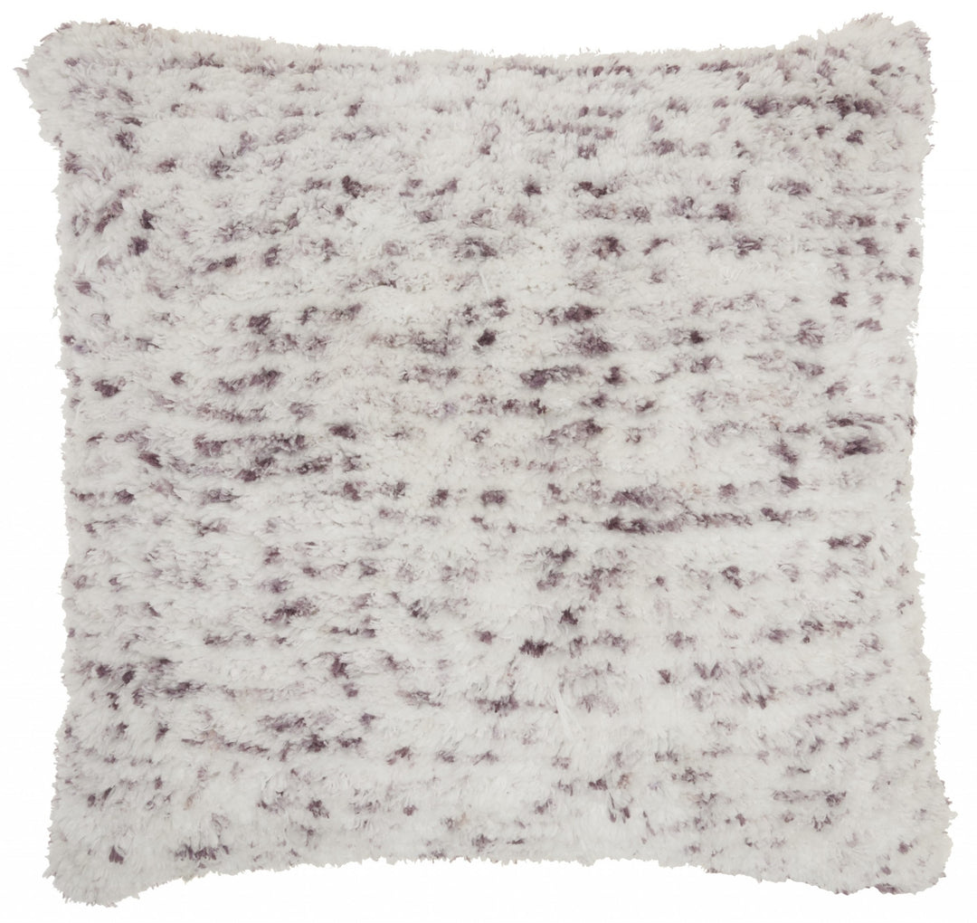 Soft Shaggy Purple And White Spotted Throw Pillow