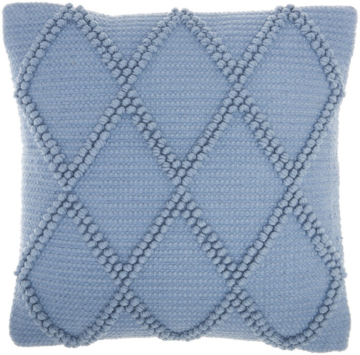 Soft Blue Textured Lattice Throw Pillow