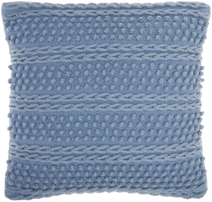 Soft Blue Textured Dots And Stripes Throw Pillow