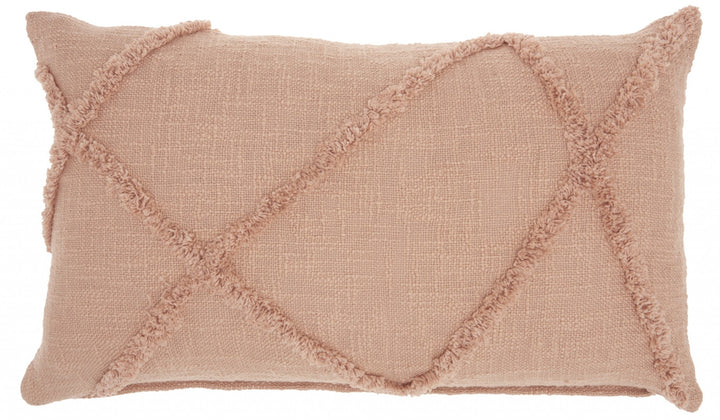 Tea Pink Abstract Shaggy Detail Lumbar Pillow