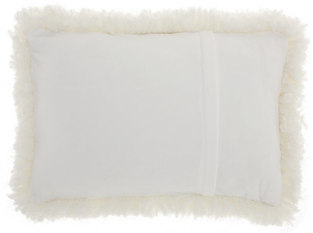 White Knubby Plush Lumbar Throw Pillow