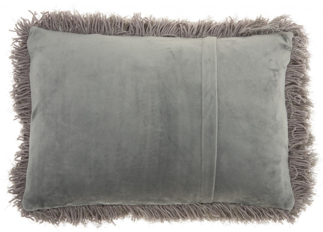 Slate Gray Super Shaggy Throw Pillow