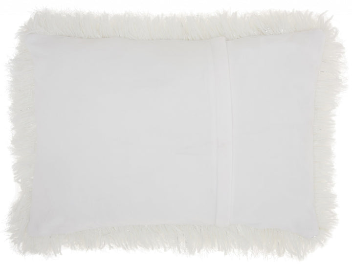 White Super Shaggy Throw Pillow