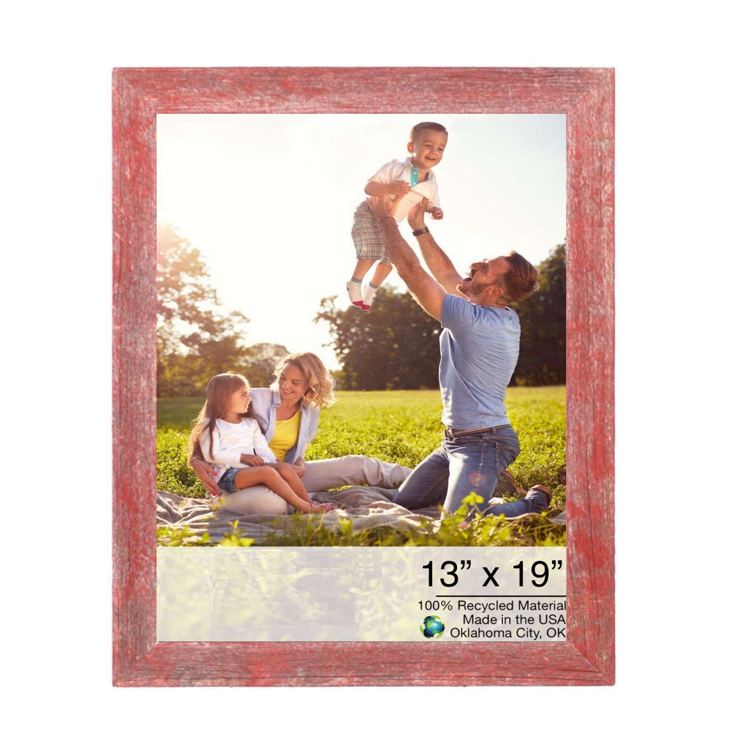 13” X 19” Rustic Farmhouse Red Wood Frame