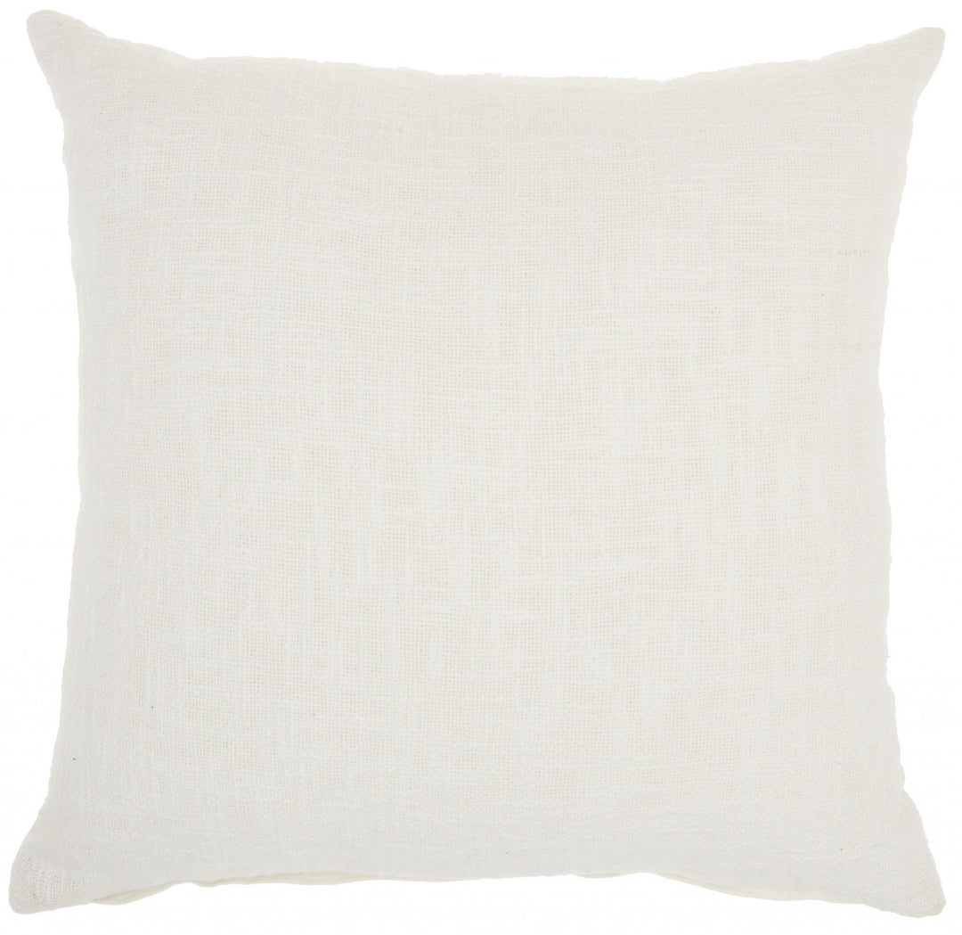 White Solid Woven Throw Pillow