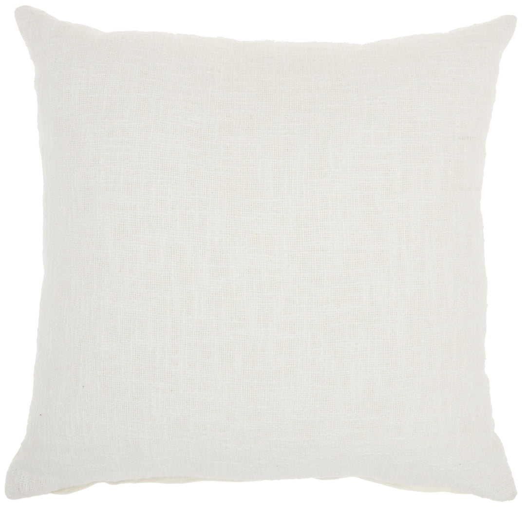 White Solid Woven Throw Pillow